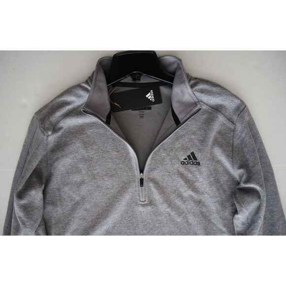 adidas ADK4427S21 Men's Sz L Heather Gray 1/4 Zip Long Sleeve Knit Pullover Top - Picture 12 of 13
